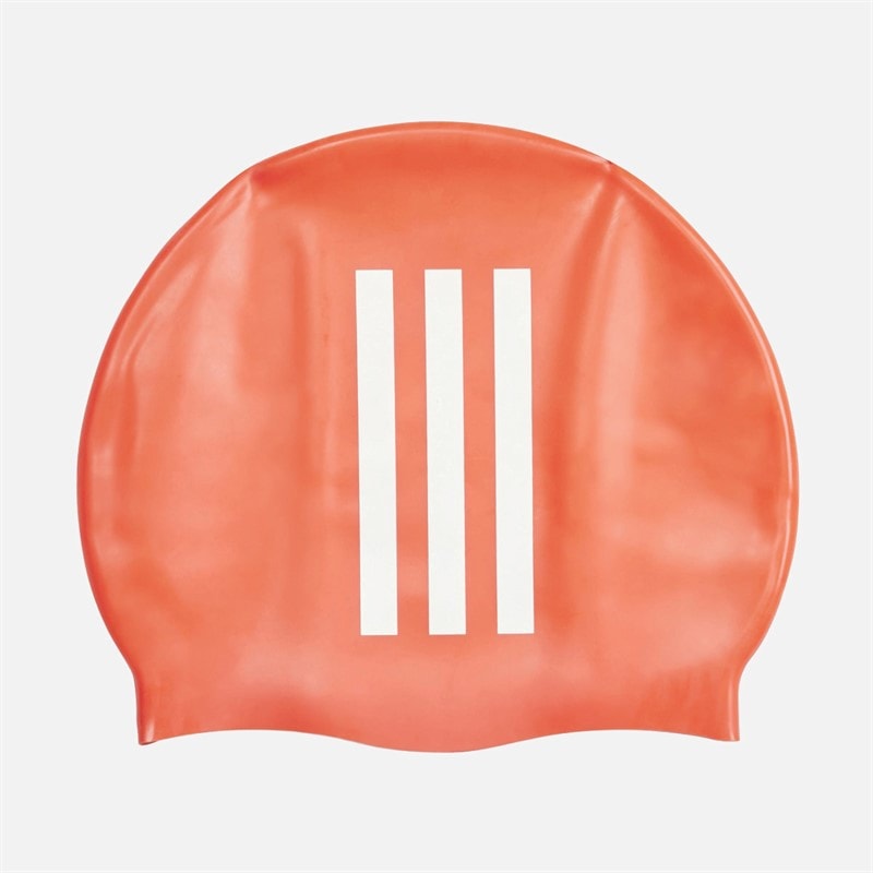 adidas Kids 3-Stripes Swimming Cap Bright Red/White - Image 2