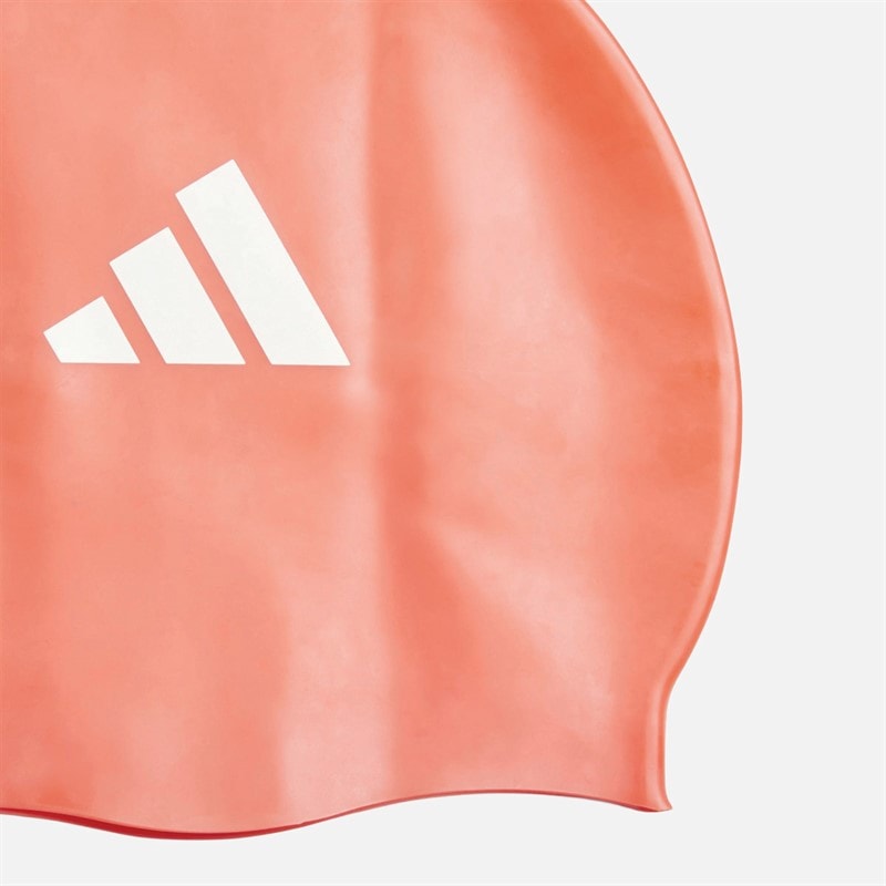 adidas Kids 3-Stripes Swimming Cap Bright Red/White - Image 3