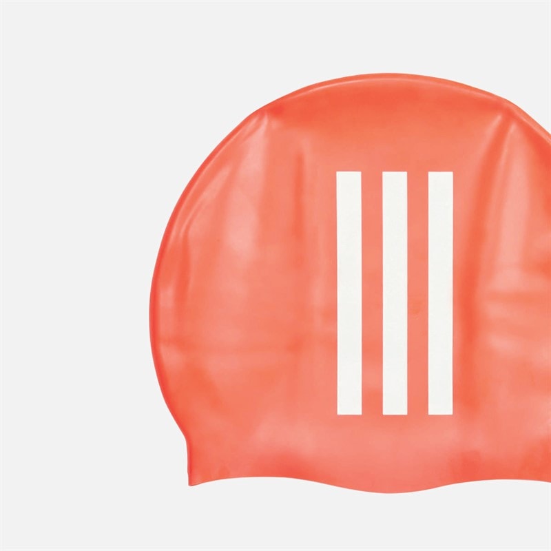 adidas Kids 3-Stripes Swimming Cap Bright Red/White - Image 4