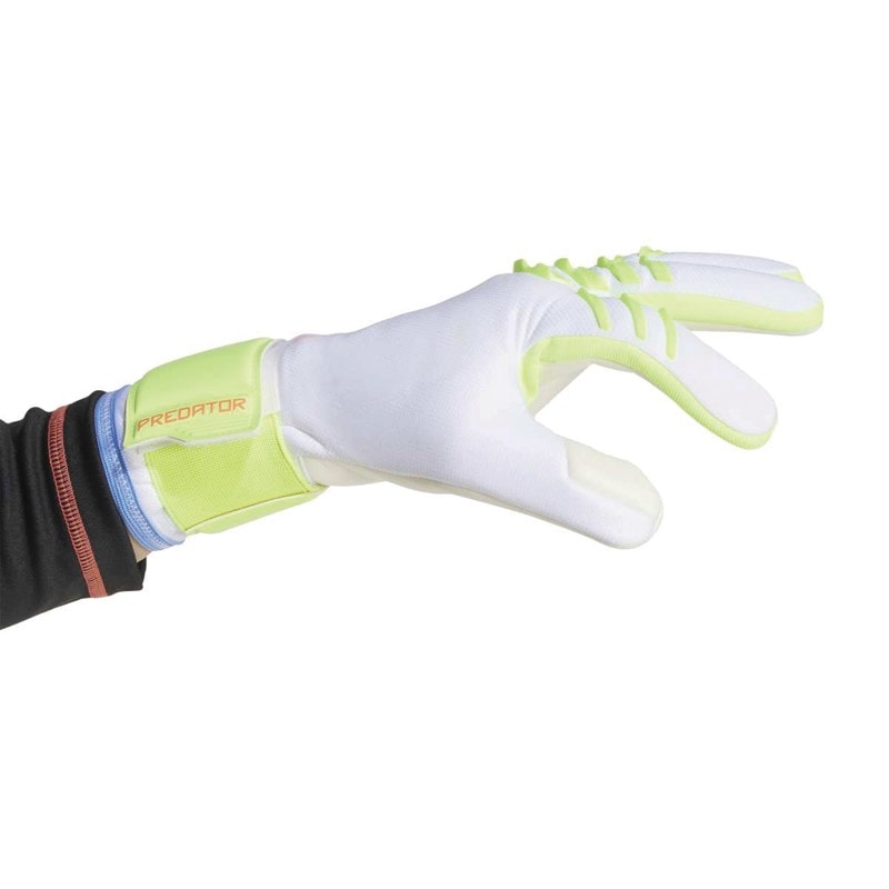 adidas Mens Predator League Goalkeeper Gloves White/Lucid Lemon/Lucid Pink - Image 2