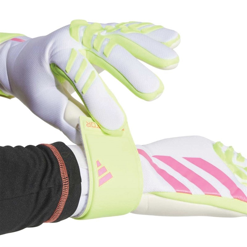 adidas Mens Predator League Goalkeeper Gloves White/Lucid Lemon/Lucid Pink - Image 3