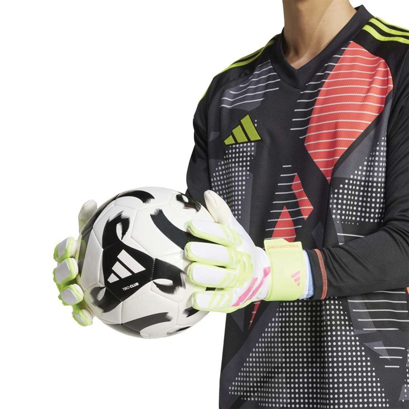adidas Mens Predator League Goalkeeper Gloves White/Lucid Lemon/Lucid Pink - Image 4