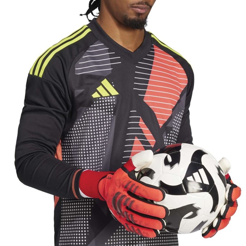 adidas Mens Predator 25 Pro Fingersave Goalkeeper Gloves Lucid Red/Black/Pure Ruby - Image 2