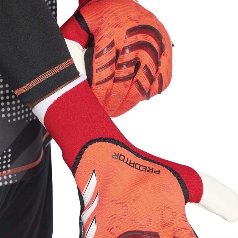 adidas Mens Predator 25 Pro Fingersave Goalkeeper Gloves Lucid Red/Black/Pure Ruby - Image 3