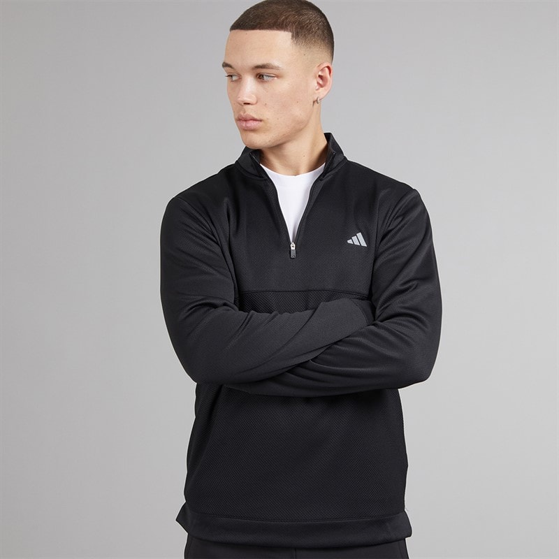 adidas Mens Golf Ultimate365 Textured Quarter Zip Black - Image 1