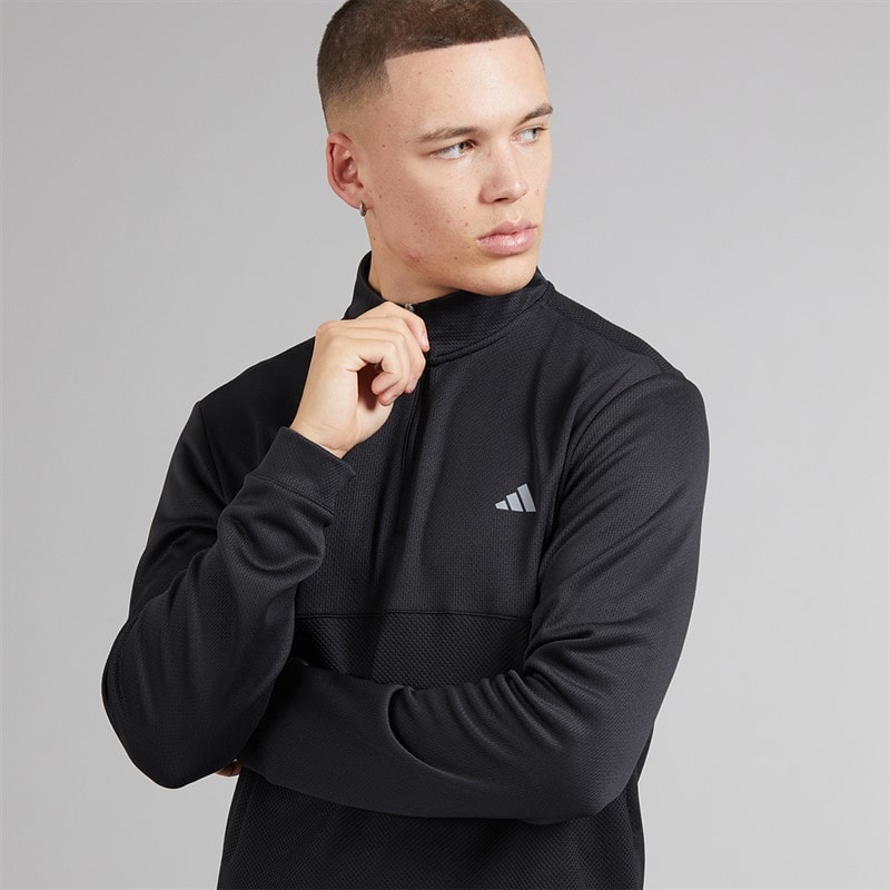 adidas Mens Golf Ultimate365 Textured Quarter Zip Black - Image 3