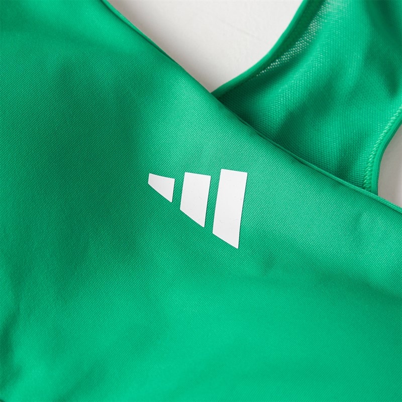 adidas Womens Powerreact Hyperglam Medium Support Sports Bra Semi Court Green/White - Image 3