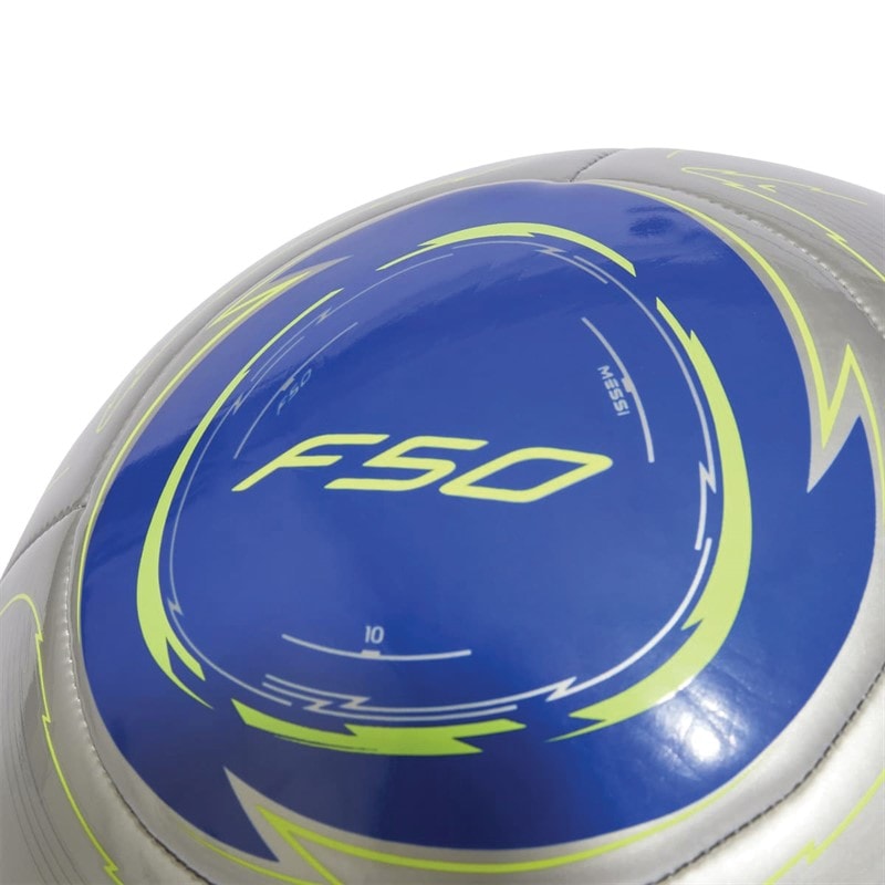 adidas Messi F50 Club Training Football Silver Metallic/Lucid Blue/Solar Yellow - Image 4