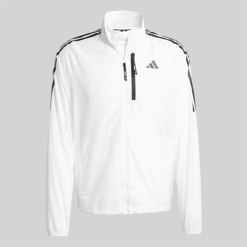 adidas Mens Own The Run 3-Stripes Packable Running Jacket White - Image 1