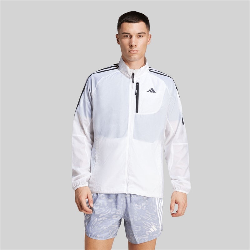adidas Mens Own The Run 3-Stripes Packable Running Jacket White - Image 2