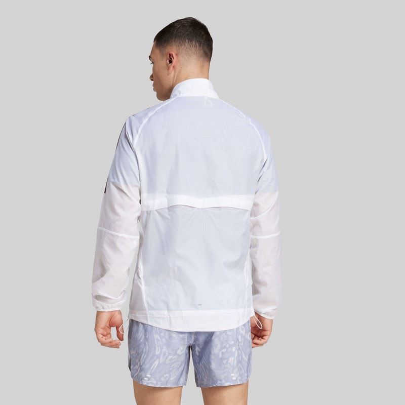 adidas Mens Own The Run 3-Stripes Packable Running Jacket White - Image 3