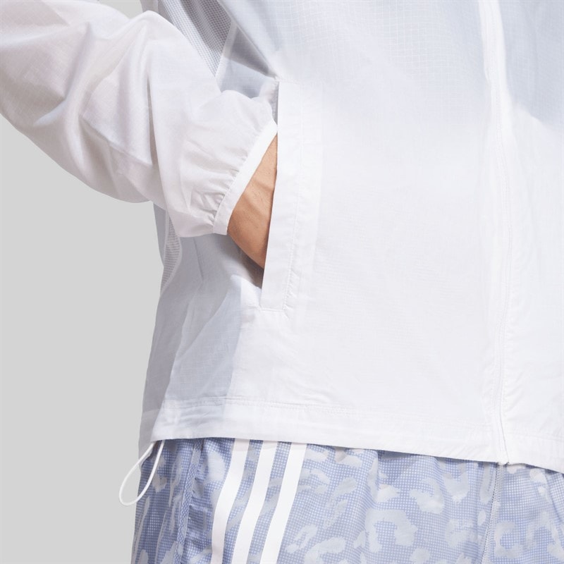 adidas Mens Own The Run 3-Stripes Packable Running Jacket White - Image 5