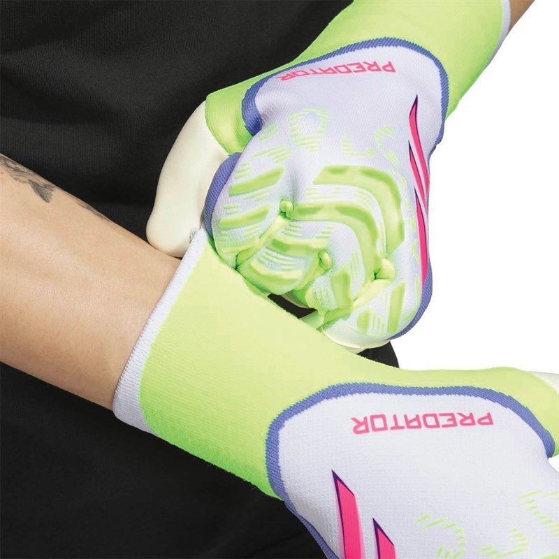 adidas Mens Predator Pro Hybrid Goalkeeper Gloves White/Lucid Lemon/Lucid Pink - Image 2