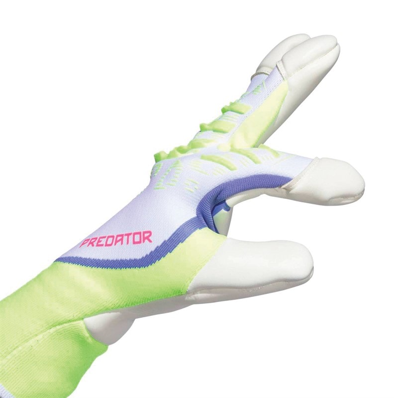 adidas Mens Predator Pro Hybrid Goalkeeper Gloves White/Lucid Lemon/Lucid Pink - Image 3