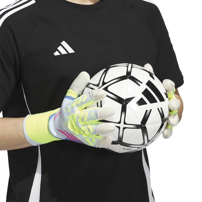adidas Mens Predator Pro Hybrid Goalkeeper Gloves White/Lucid Lemon/Lucid Pink - Image 4