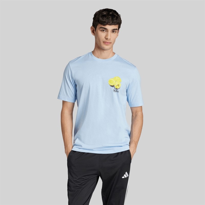 adidas Mens Lounge Still Life Lemons Graphic T-Shirt Glow Blue - Image 2