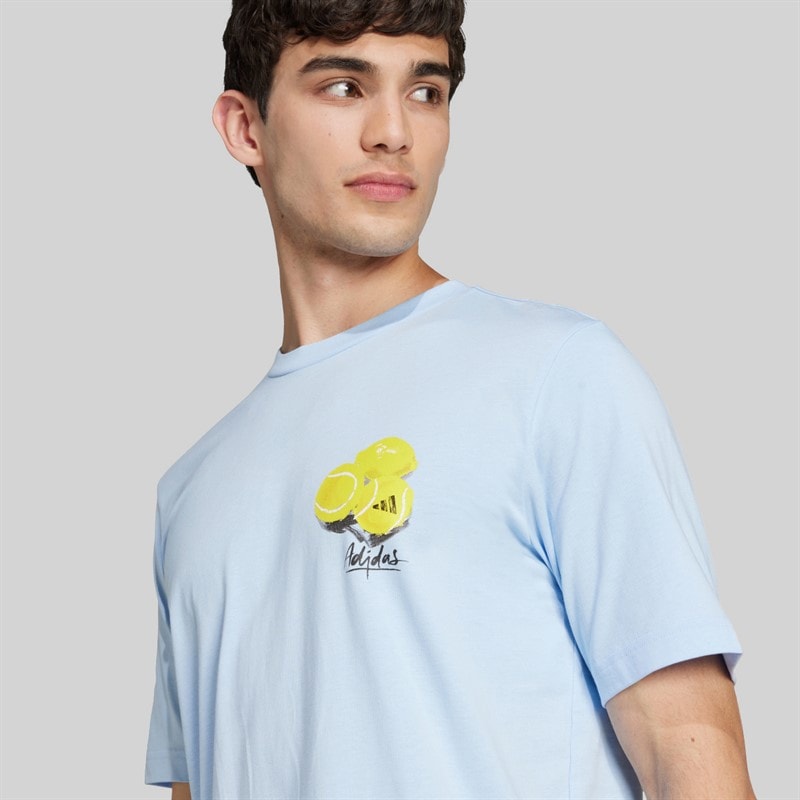 adidas Mens Lounge Still Life Lemons Graphic T-Shirt Glow Blue - Image 4