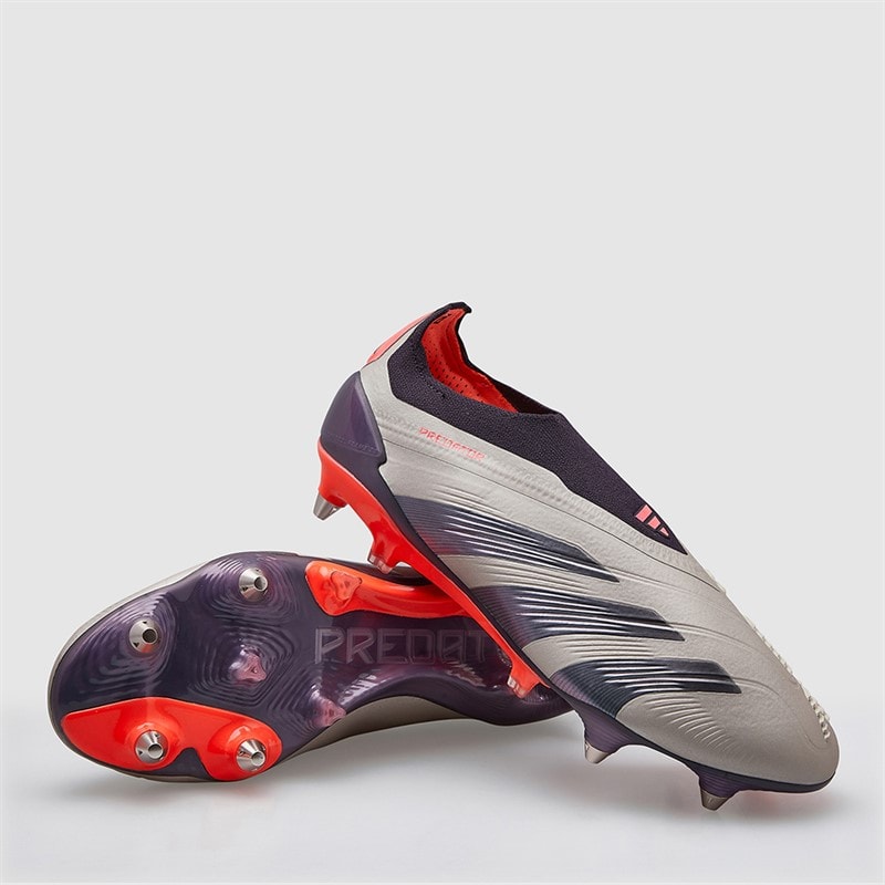 adidas Mens Predator Elite LL Laceless Vivid Horizon Pack SG Soft Ground Football Boots Platin Metallic/Aurora Black/Carbon