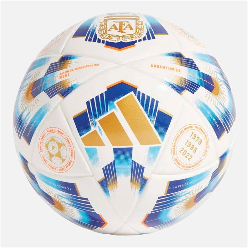 adidas AFA Argentina Mini Football White/Lucid Blue/Gold Metallic - Image 2