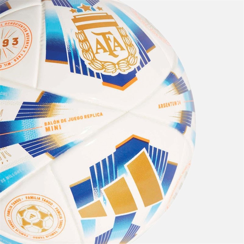 adidas AFA Argentina Mini Football White/Lucid Blue/Gold Metallic - Image 3