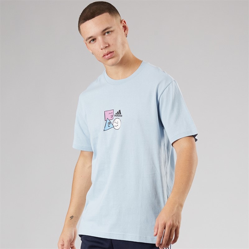 adidas Mens Positivity Shapes Graphic T-Shirt Wonder Blue - Image 2