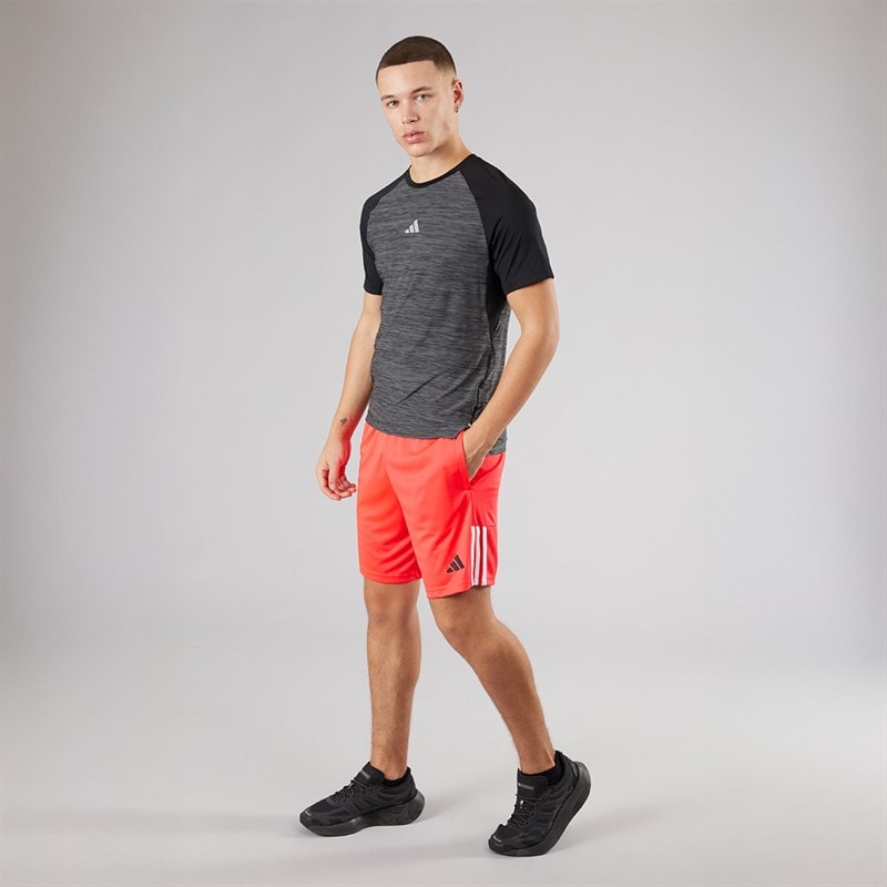 adidas Mens Gym+ 3-Stripes Training T-Shirt Black Melange - Image 4