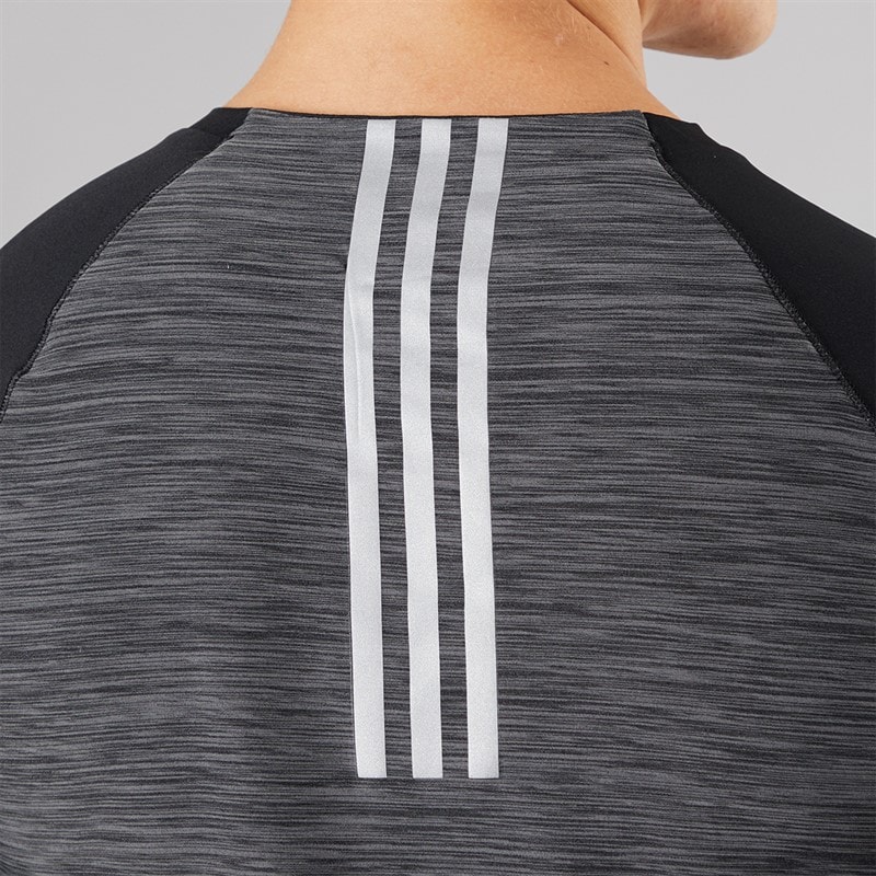 adidas Mens Gym+ 3-Stripes Training T-Shirt Black Melange - Image 5