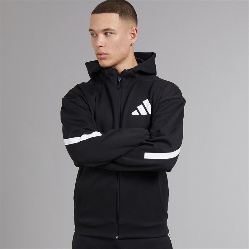 adidas Mens Z.N.E. Full Zip Hoodie Black/White