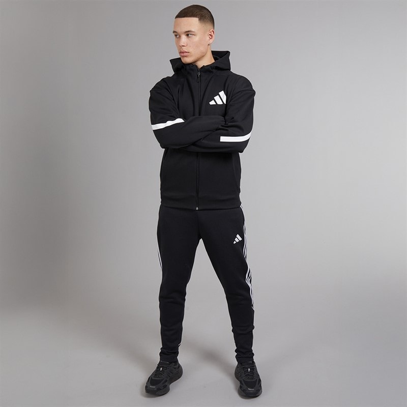 adidas Mens Z.N.E. Full Zip Hoodie Black/White - Image 3