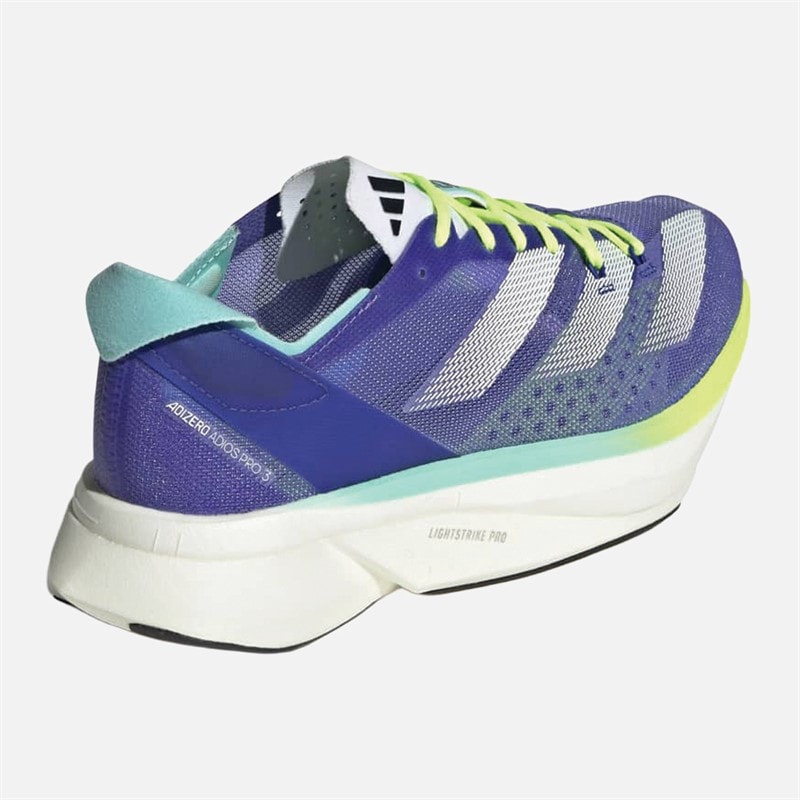 adidas Womens Adizero Adios Pro 3 Neutral Running Shoes Cobalt Blue/Zero Metallic/Lucid Lemon - Image 3