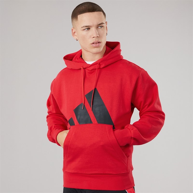 adidas Mens Essentials Big Logo Fleece Hoodie Pure Ruby/Black - Image 1