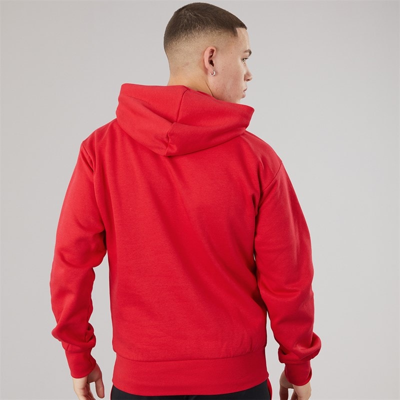 adidas Mens Essentials Big Logo Fleece Hoodie Pure Ruby/Black - Image 2
