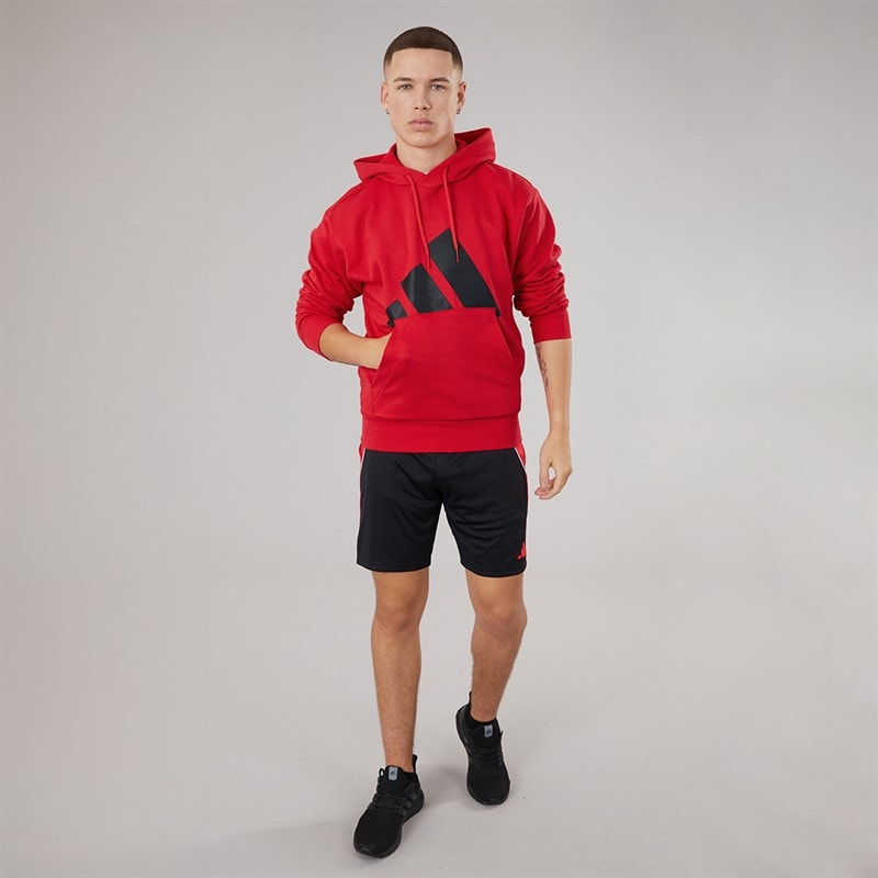 adidas Mens Essentials Big Logo Fleece Hoodie Pure Ruby/Black - Image 4