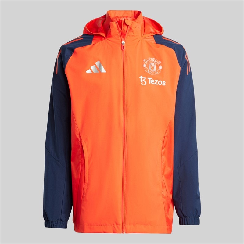 adidas Mens MUFC Manchester United All Weather Jacket Bright Red/Night Indigo - Image 1