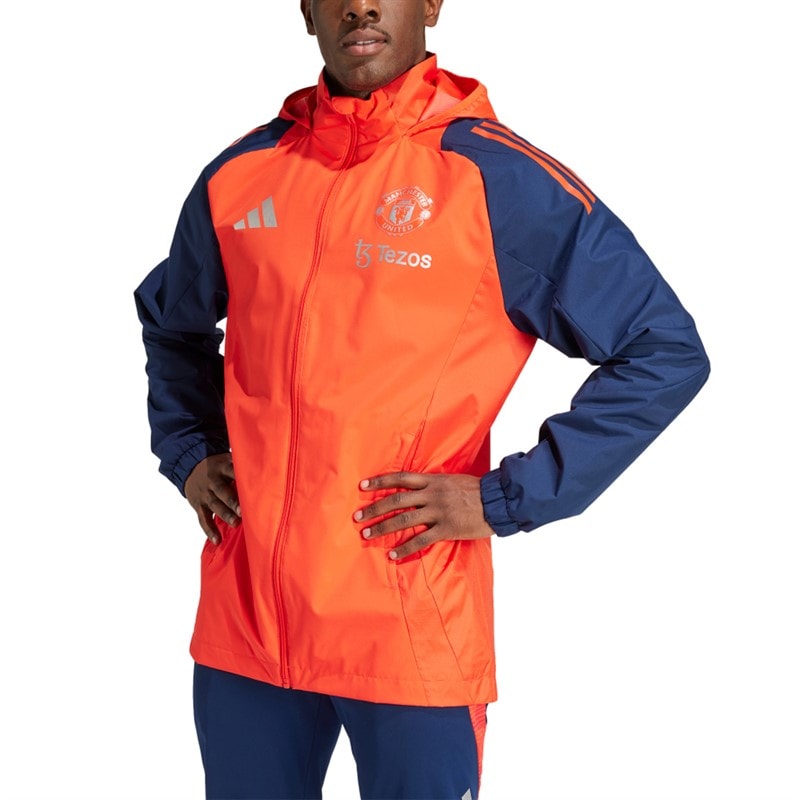 adidas Mens MUFC Manchester United All Weather Jacket Bright Red/Night Indigo - Image 2