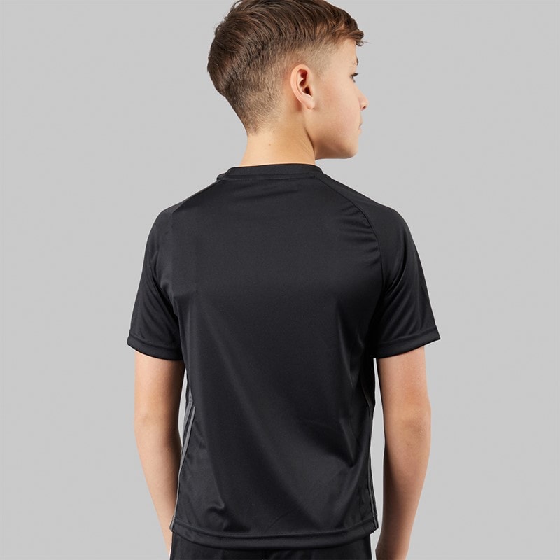 adidas Junior Boys Tiro 25 Essentials T-Shirt Black/Solar Yellow/Grey Six - Image 2