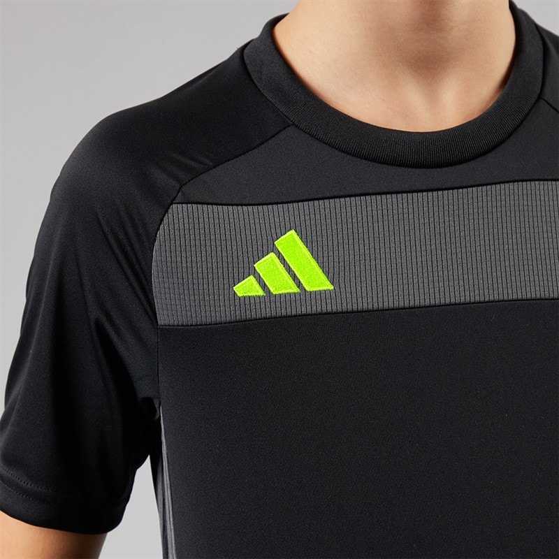adidas Junior Boys Tiro 25 Essentials T-Shirt Black/Solar Yellow/Grey Six - Image 3