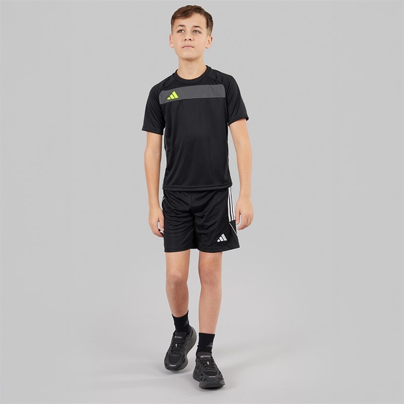 adidas Junior Boys Tiro 25 Essentials T-Shirt Black/Solar Yellow/Grey Six - Image 4