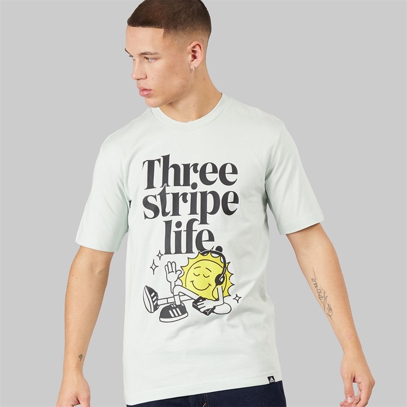 adidas Mens Positivity Shapes Graphic T-Shirt Linen Green - Image 1