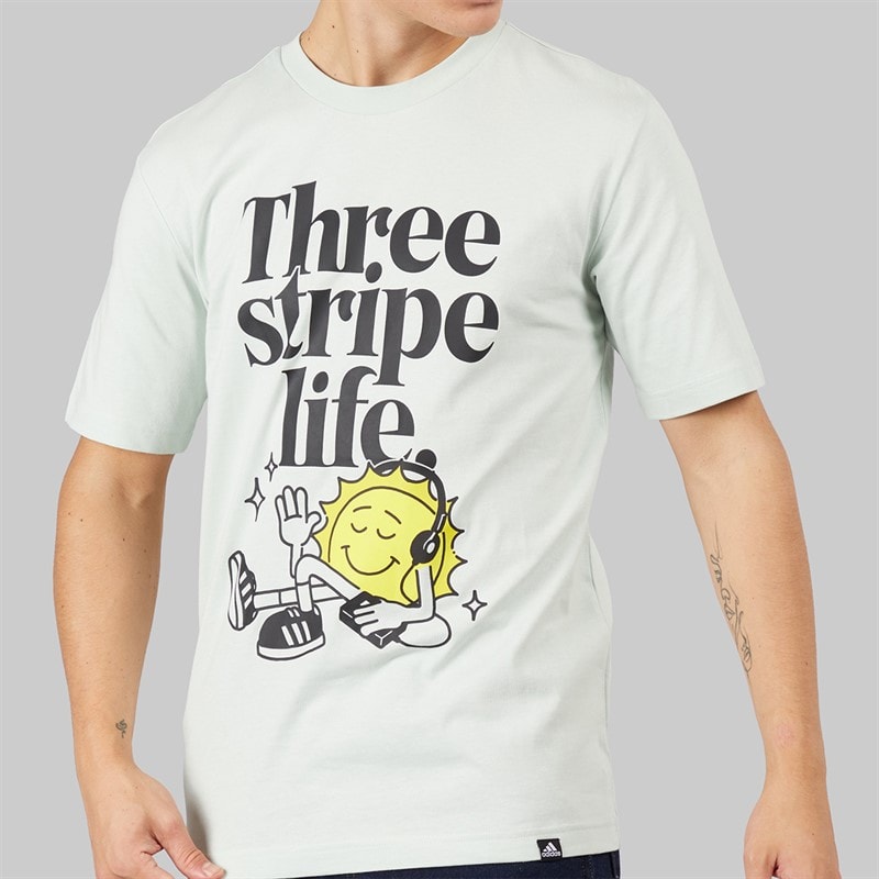 adidas Mens Positivity Shapes Graphic T-Shirt Linen Green - Image 3
