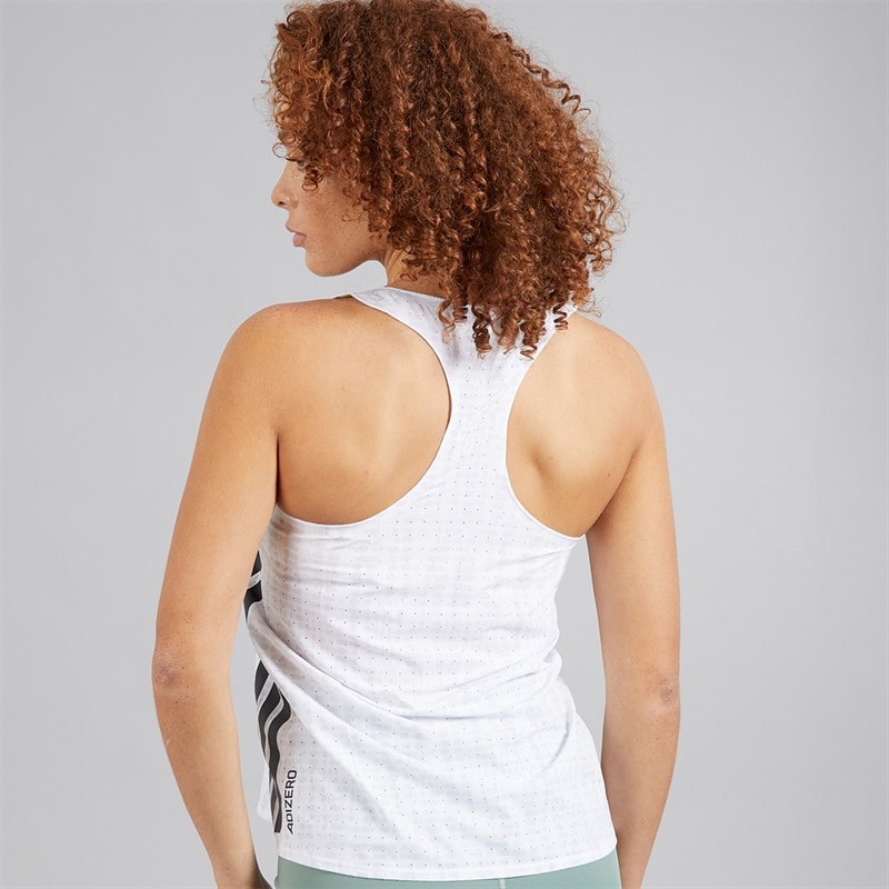 adidas Womens Adizero Running Singlet White/Light Solid Grey - Image 2