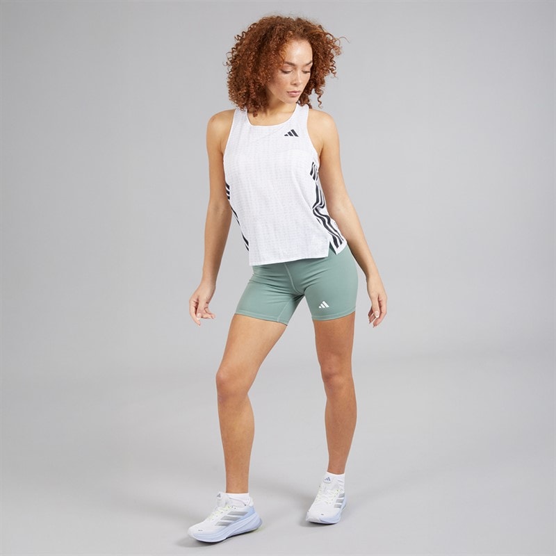 adidas Womens Adizero Running Singlet White/Light Solid Grey - Image 4