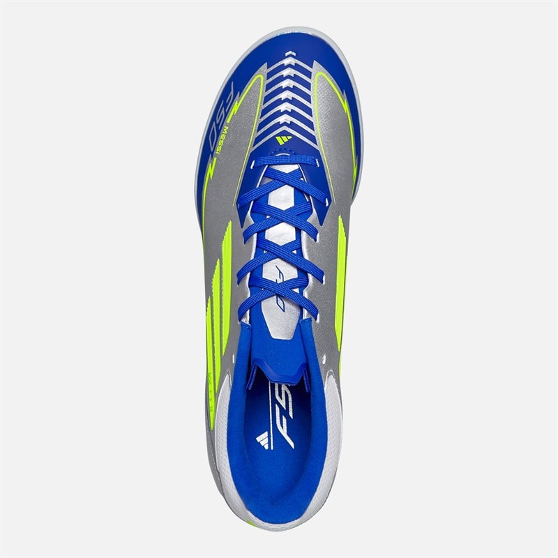 adidas Mens F50 League Messi La Vida Rapida Pack TF Astro Football Boots Silver Metallic/Solar Yellow/Lucid Blue - Image 4