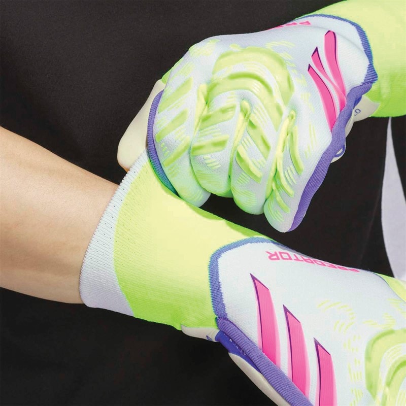 adidas Mens Predator Pro Promo Goalkeeper Gloves White/Lucid Lemon/Lucid Pink - Image 2