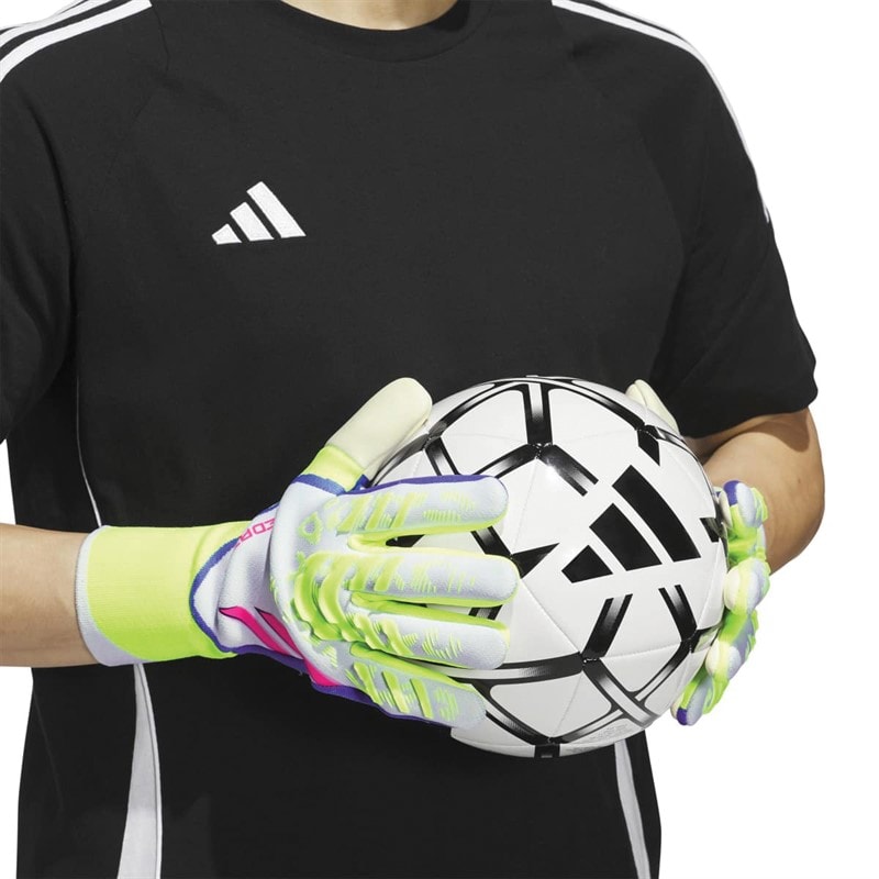 adidas Mens Predator Pro Promo Goalkeeper Gloves White/Lucid Lemon/Lucid Pink - Image 4