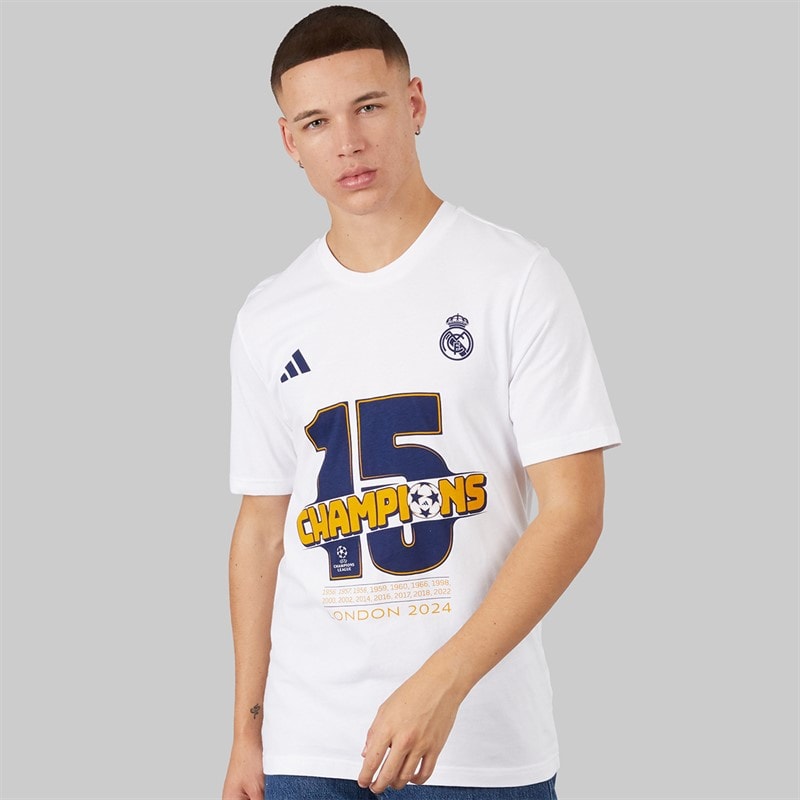 adidas Mens RMCF Champions League Winners T-Shirt White - Image 3