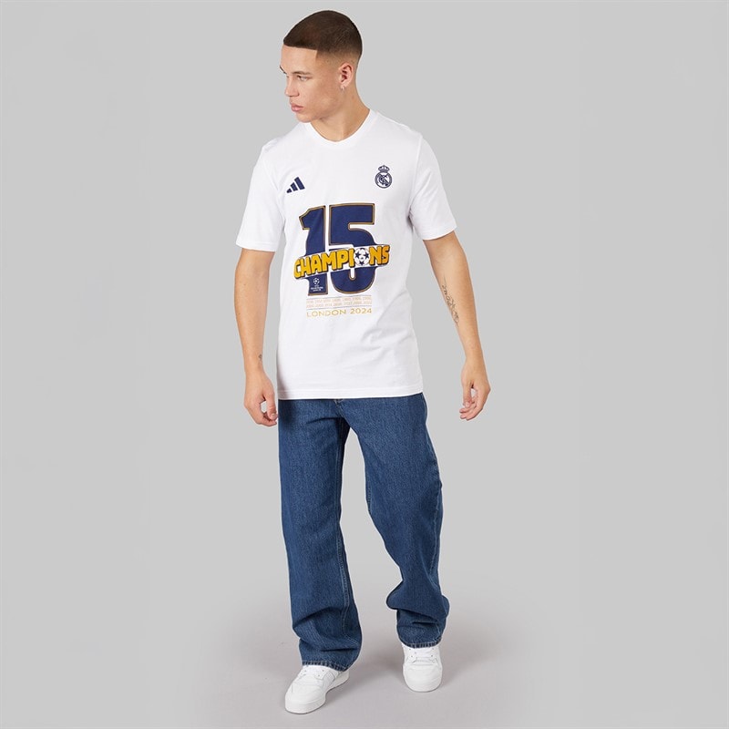 adidas Mens RMCF Champions League Winners T-Shirt White - Image 4