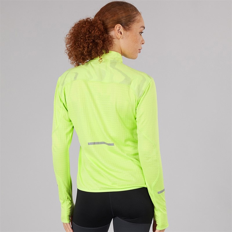 adidas Womens Ultimate Reflective Hi Vis Climawarm 1/2 Zip Running Jacket Pulse Lime - Image 2