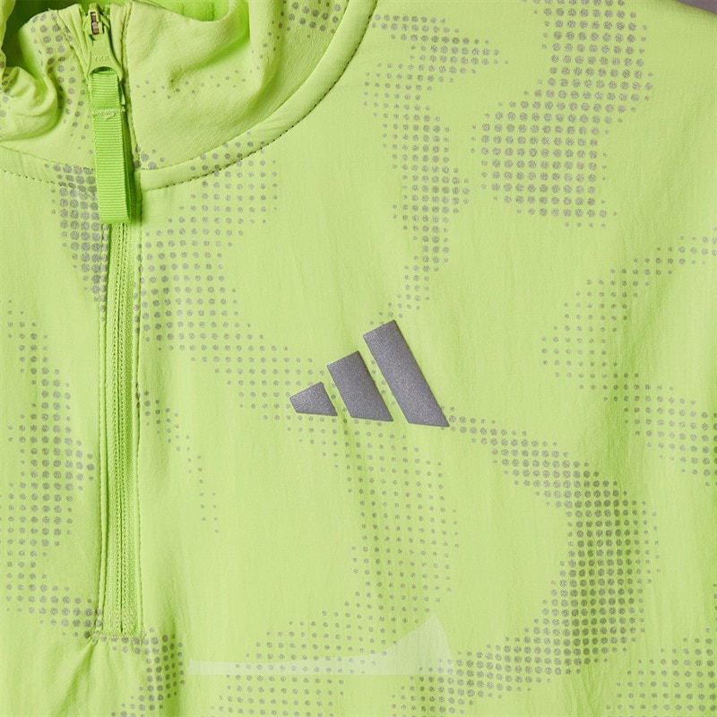 adidas Womens Ultimate Reflective Hi Vis Climawarm 1/2 Zip Running Jacket Pulse Lime - Image 3