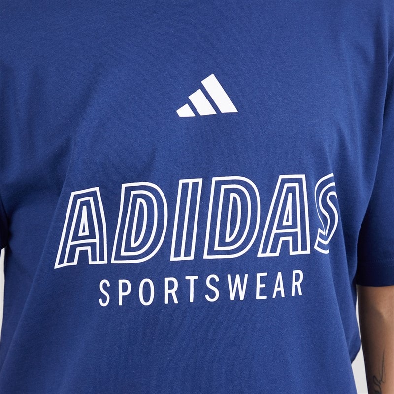 adidas Mens Hot Graphic T-Shirt Dark Blue/White - Image 3